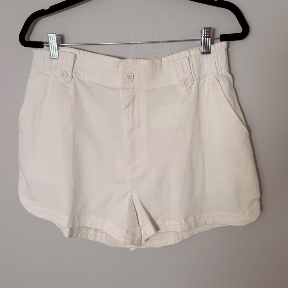 Clean Girl Elevated‎ Basics White Chino Shorts (M) 3 Inch Staple Summer Piece - Picture 2 of 14